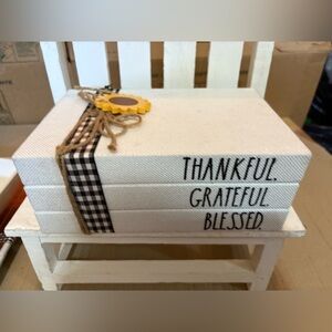 Rae Dunn Decorative Plaid Ribbon Bookstack